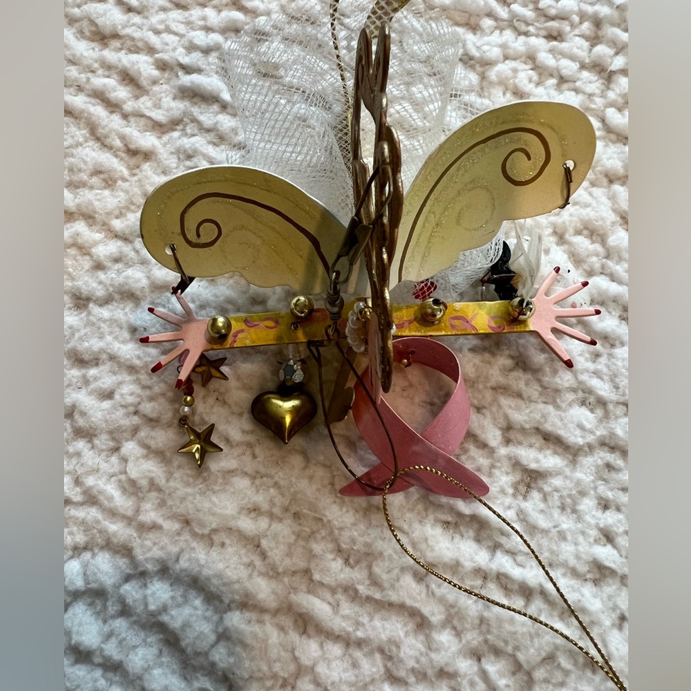 Karen Rossi Silvestri Fanciful Flights Angel Ornament; Breast Cancer Angel - Picture 6 of 8